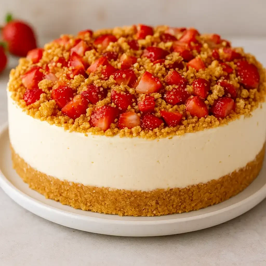No Bake Strawberry Crunch Cheesecake