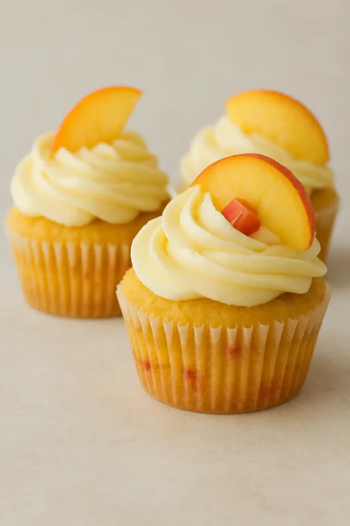 rhubarb honey peach cream cheese cupcakes