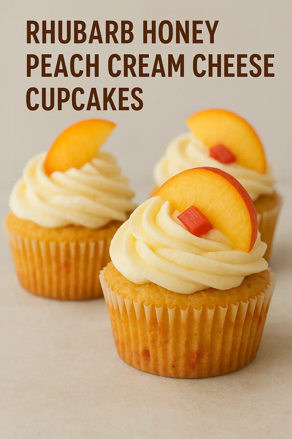 rhubarb honey peach cream cheese cupcakes