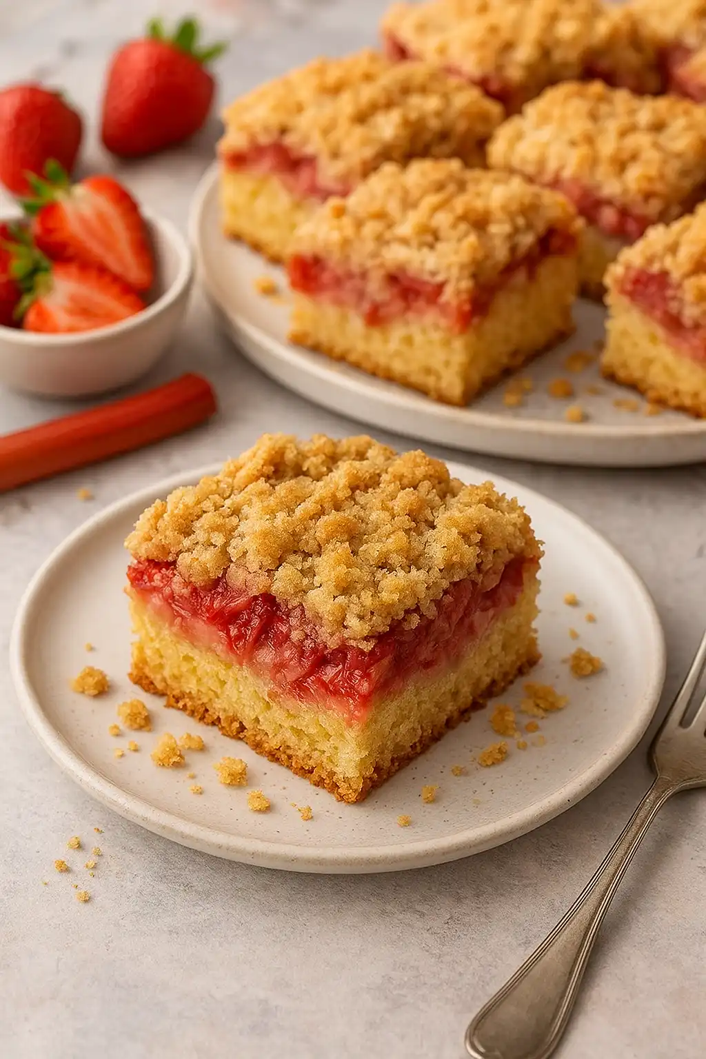 strawberry rhubarb crumb cake