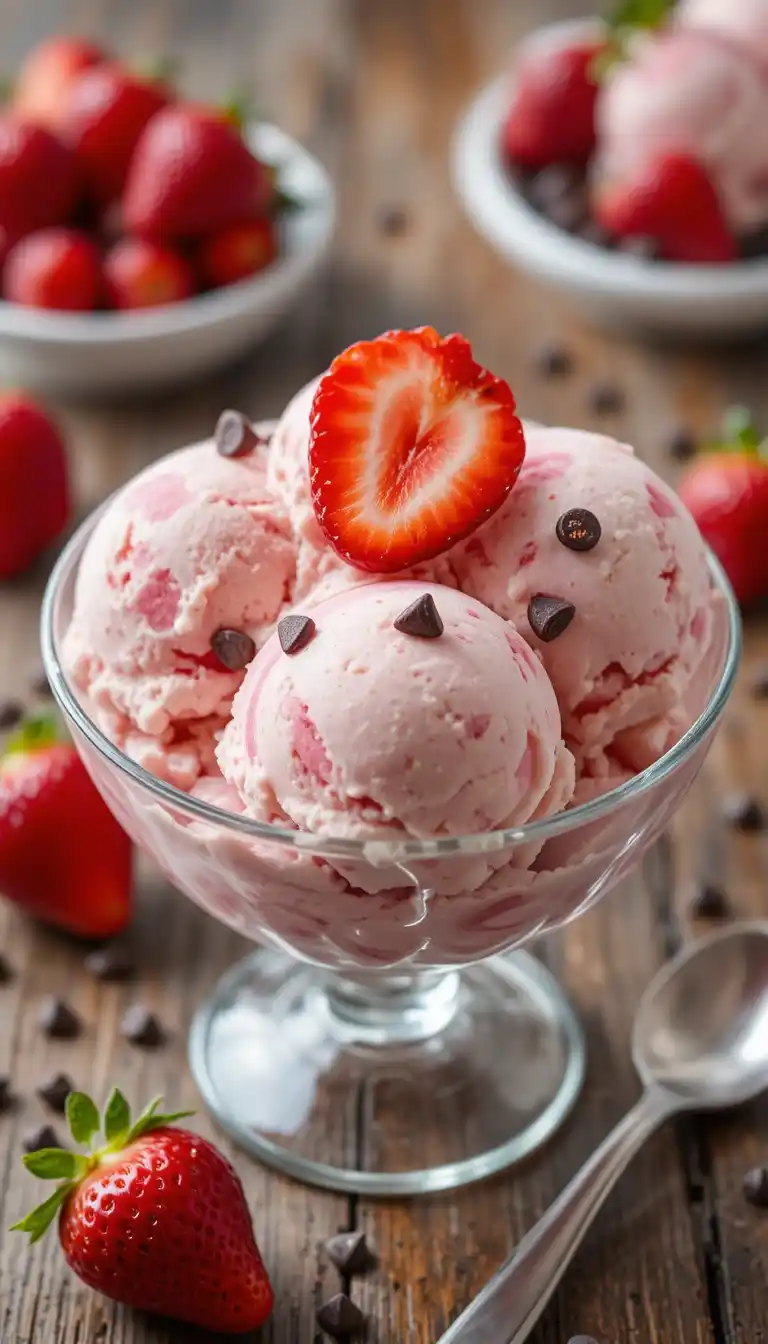 Cottage cheese strawberry ice cream