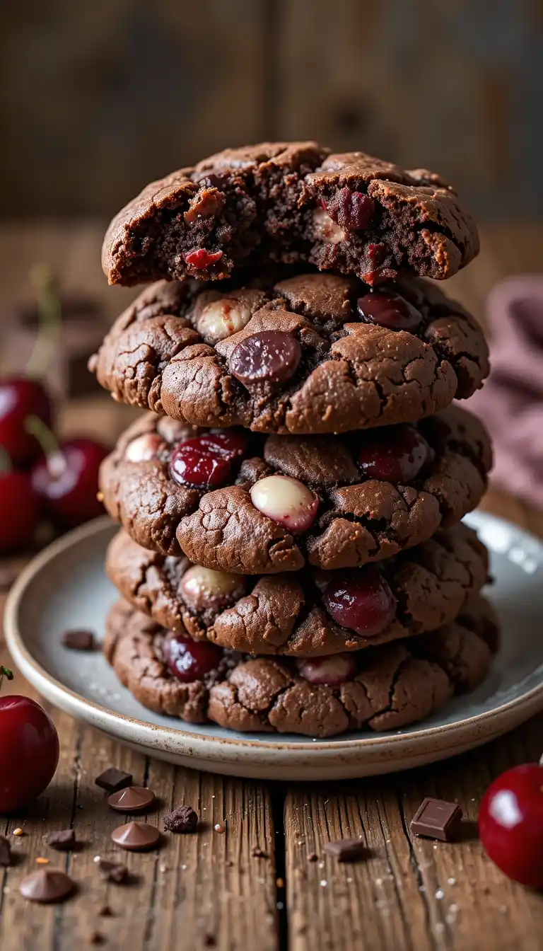 Triple Chocolate Cherry Cookies