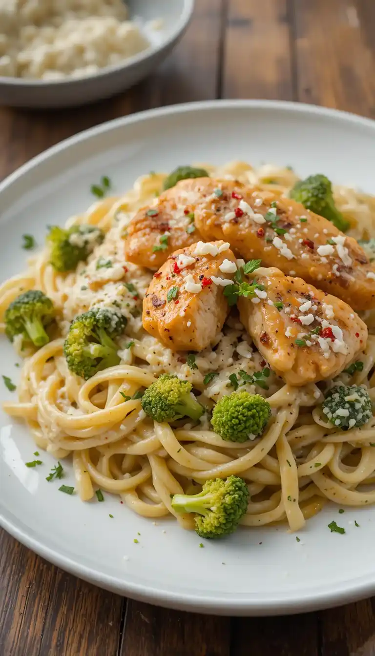 Cajun Chicken Alfredo with Broccoli