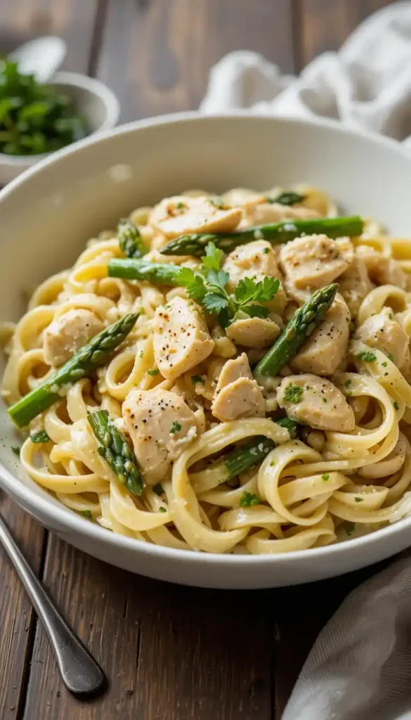 Creamy Chicken Pasta with Asparagus
