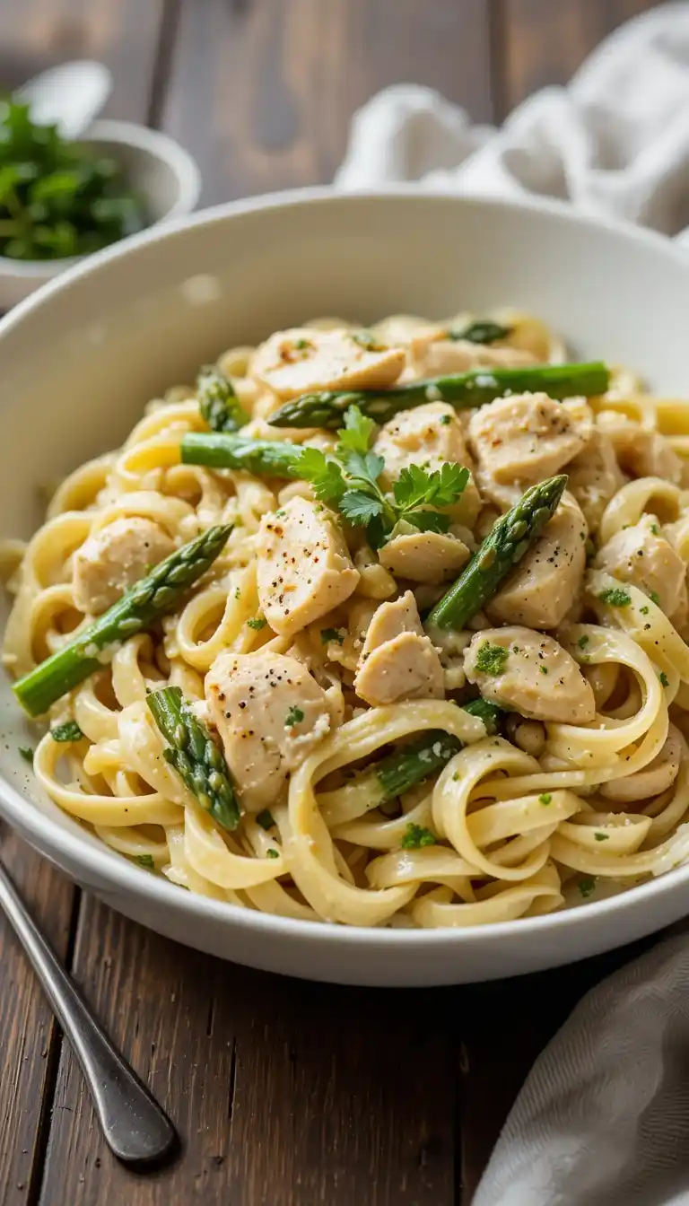 Creamy Chicken Pasta with Asparagus