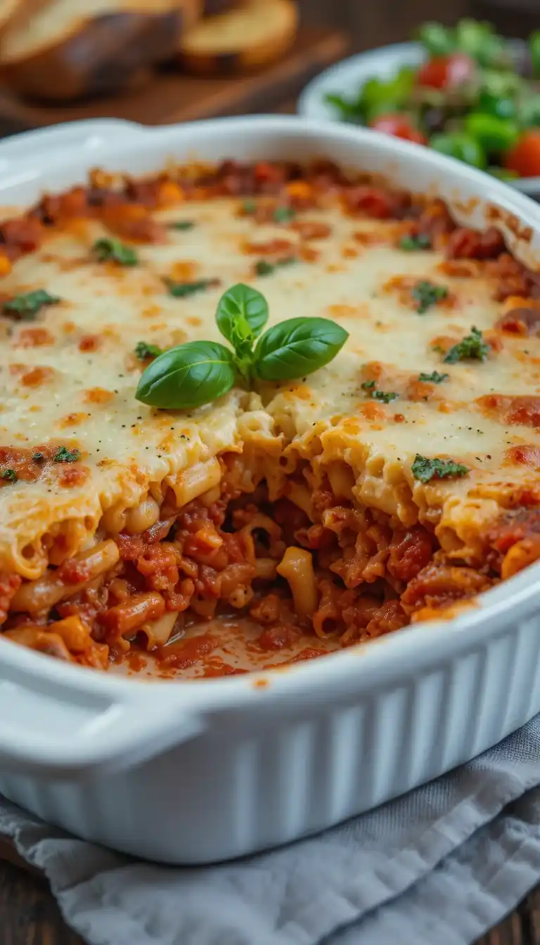 baked ziti with ricotta cheese and meat sauce