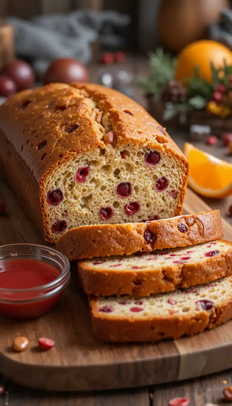 Eggless Cranberry Orange Bread