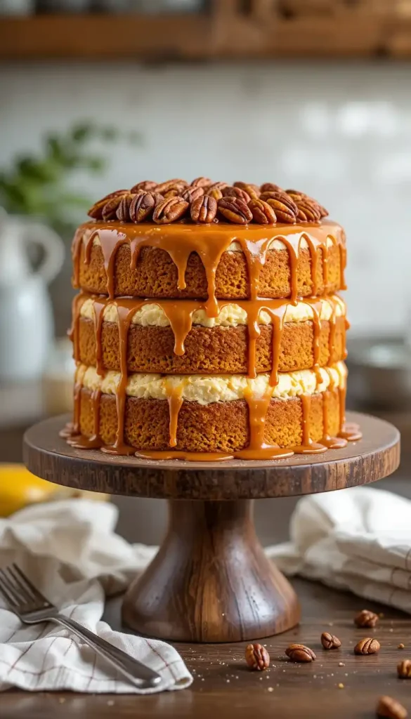 banana pecan caramel cake recipe