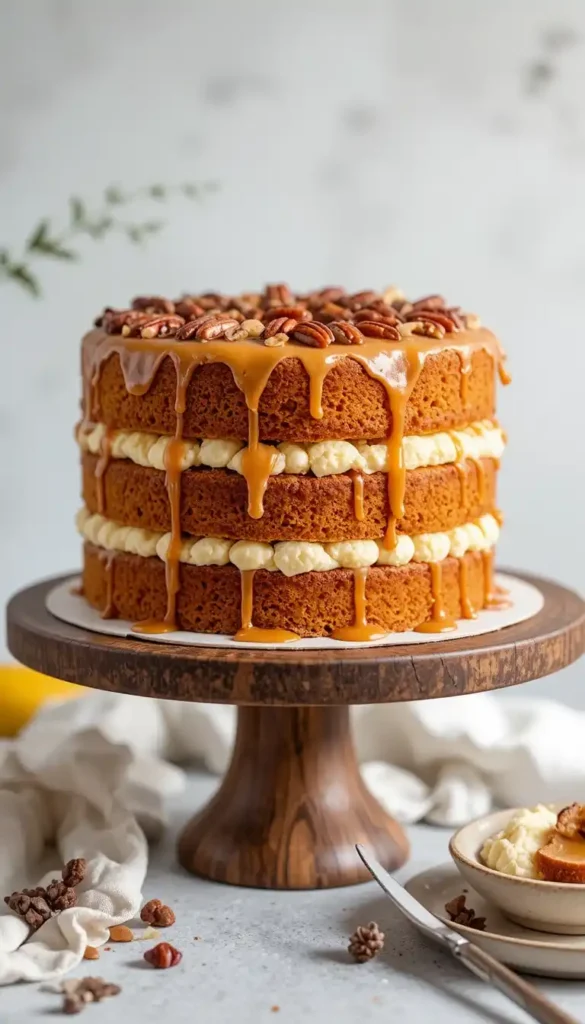 banana pecan caramel cake recipe
