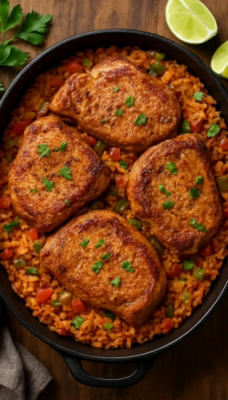 baked pork chops spanish rice​