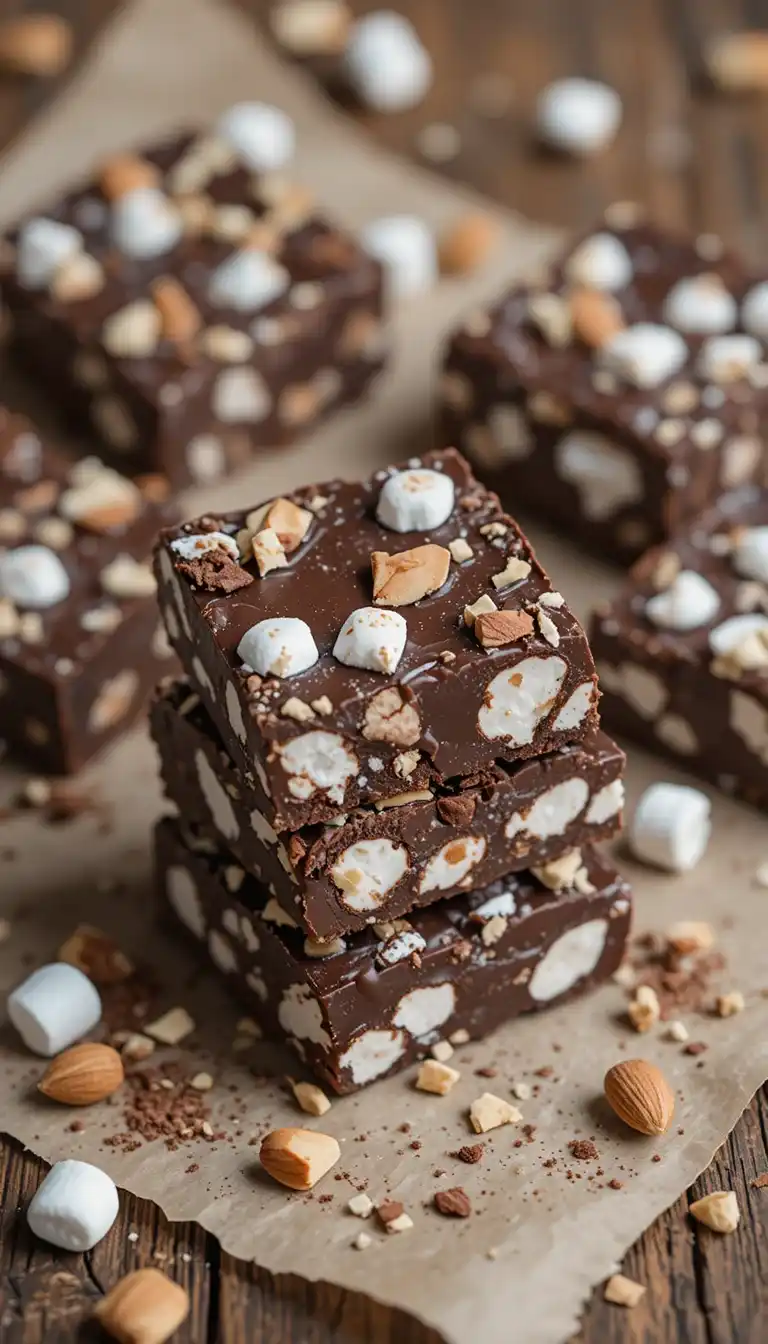 marshmallow rocky road squares