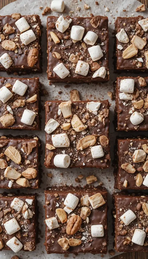 marshmallow rocky road squares