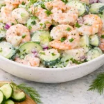 Creamy cucumber shrimp salad with Greek yogurt