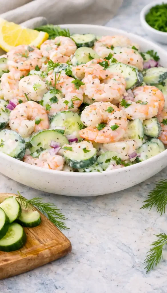 Creamy cucumber shrimp salad with Greek yogurt