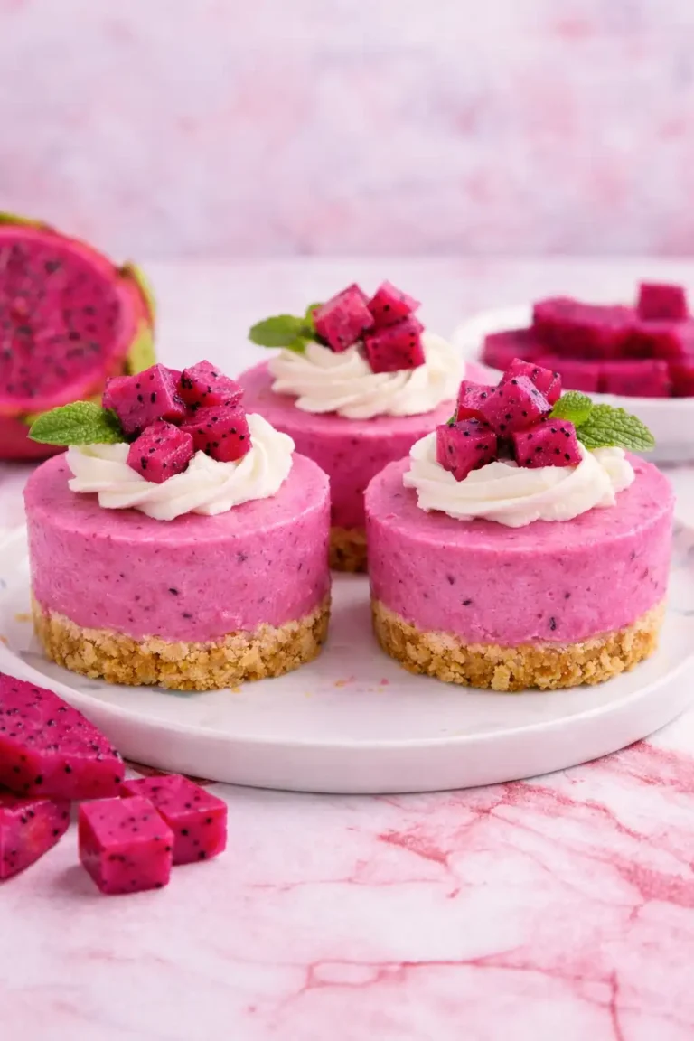 No-Bake Dragon Fruit Mini Cheesecake