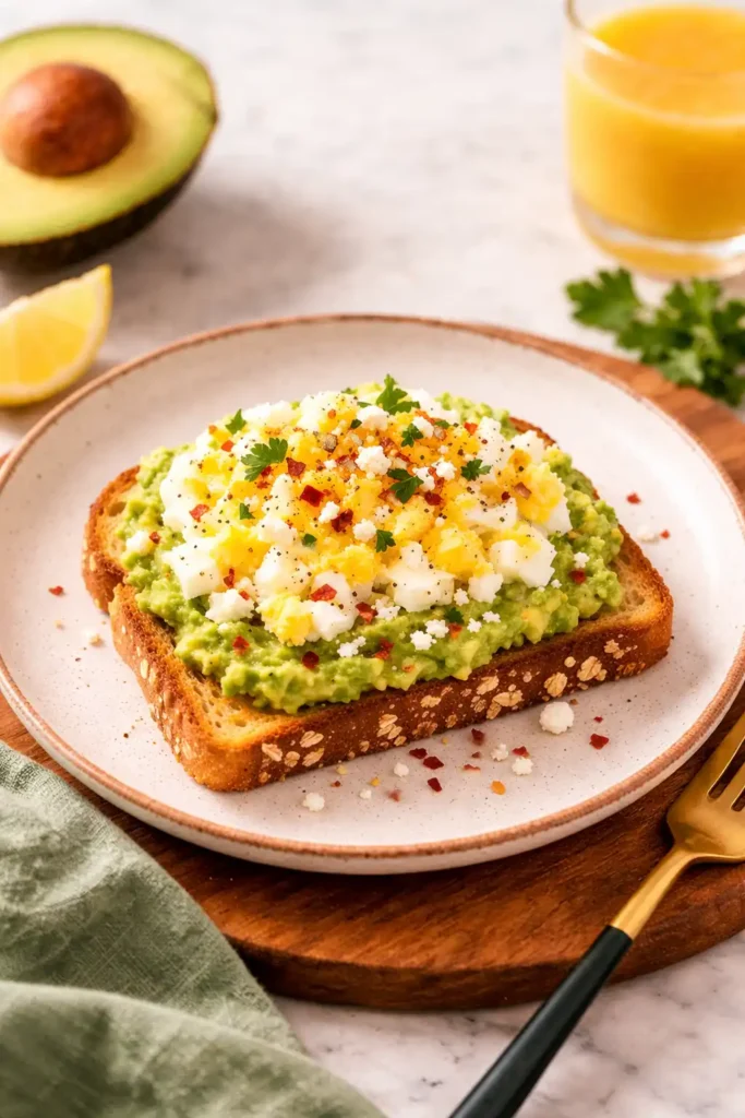 egg and avocado salad on toast
