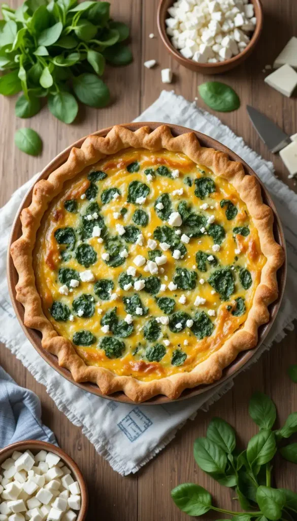 how to make spinach and feta cheese quiche